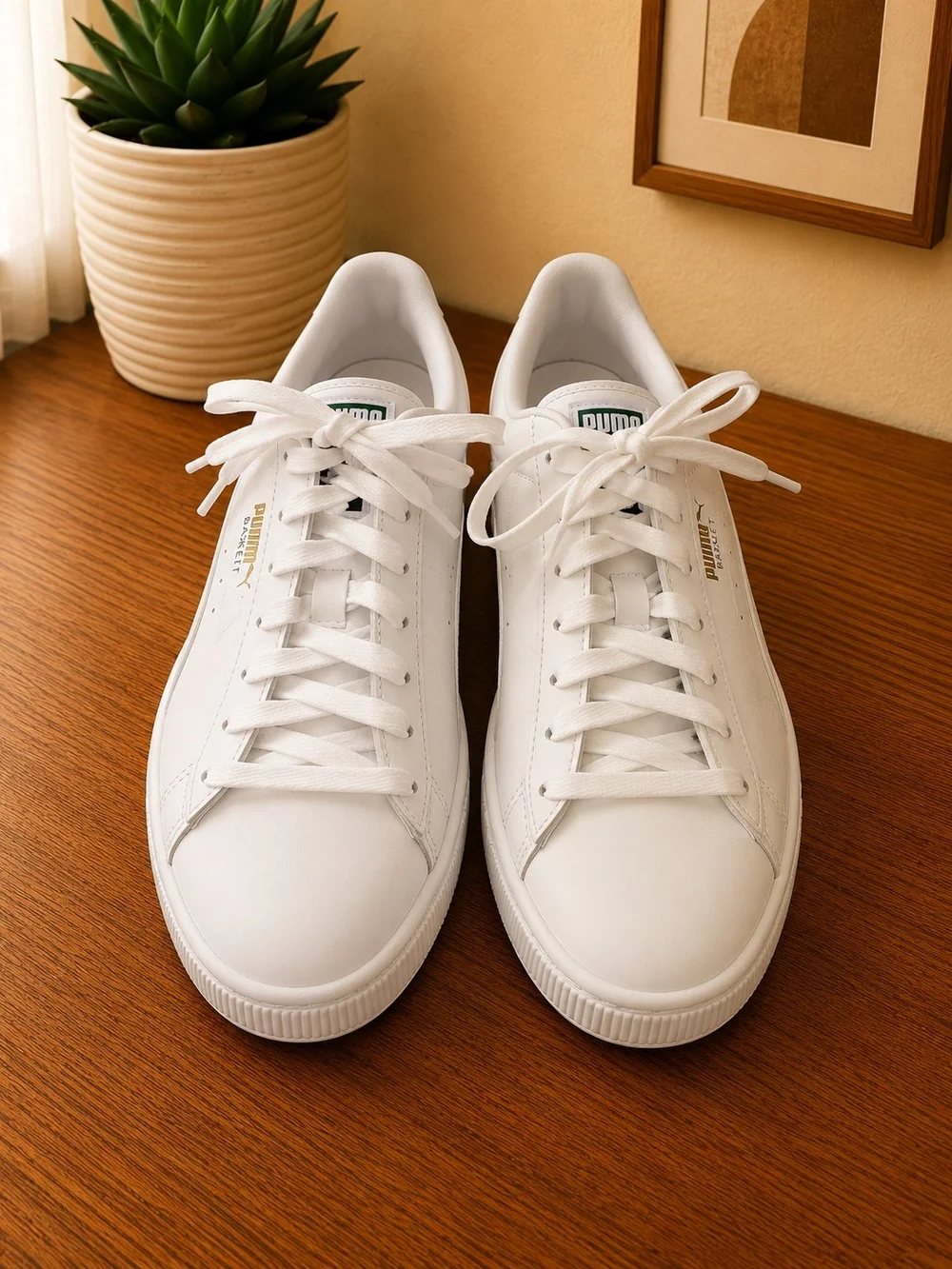PUMA Basket Classic XXI White Sneakers Size 7C In Kids